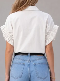 Urban Plain Button Detail Shirt Collar Shirt
