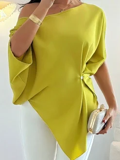 Urban Plain Buttoned Blouse