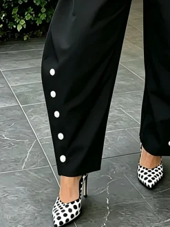 Urban Plain Buttoned Fashion Pants
