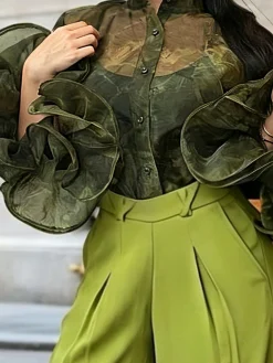 Urban Plain Buttoned Shirt Collar Shirt