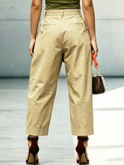 Urban Plain Button-Front Straight Pants