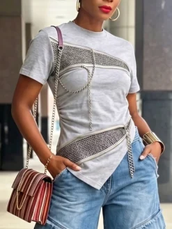 Urban Plain Chain Crew Neck T-shirt
