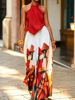 Urban Plain Cross Halter Neck Tank Top
