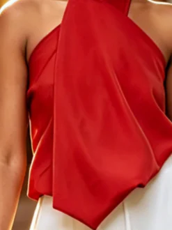 Urban Plain Cross Halter Neck Tank Top