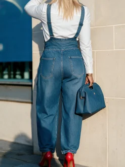 Urban Plain Denim Bib Pants