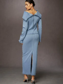 Urban Plain Irregular Craftsmanship Denim Top