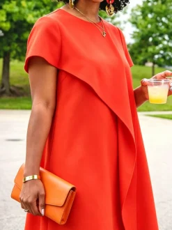 Urban Plain Knee Length Dress