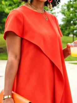 Urban Plain Knee Length Dress