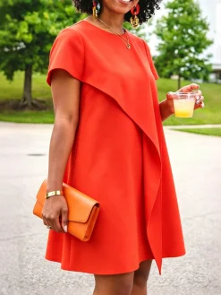 Urban Plain Knee Length Dress