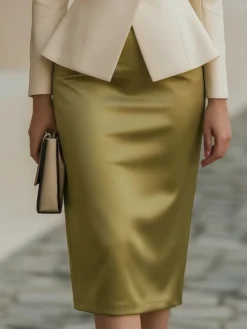 Urban Plain Knee Length Skirt