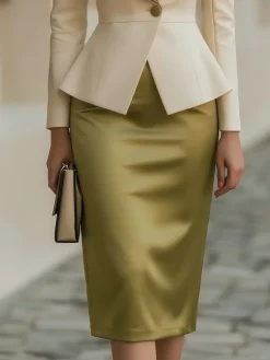 Urban Plain Knee Length Skirt
