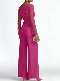 Urban Plain Lace Crew Neck Blouse With 3D Floral