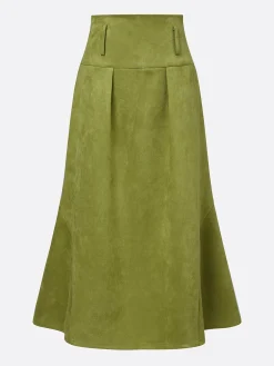 Urban Plain Midi Faux Leather Skirt