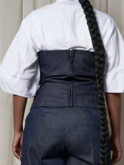 Urban Plain Peplum Cold Shoulder Denim Top Does Not Include Shirt