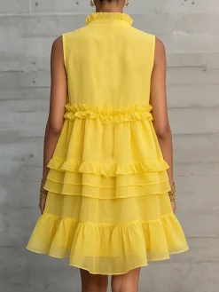 Urban Plain Peplum V Neck Mini Dress
