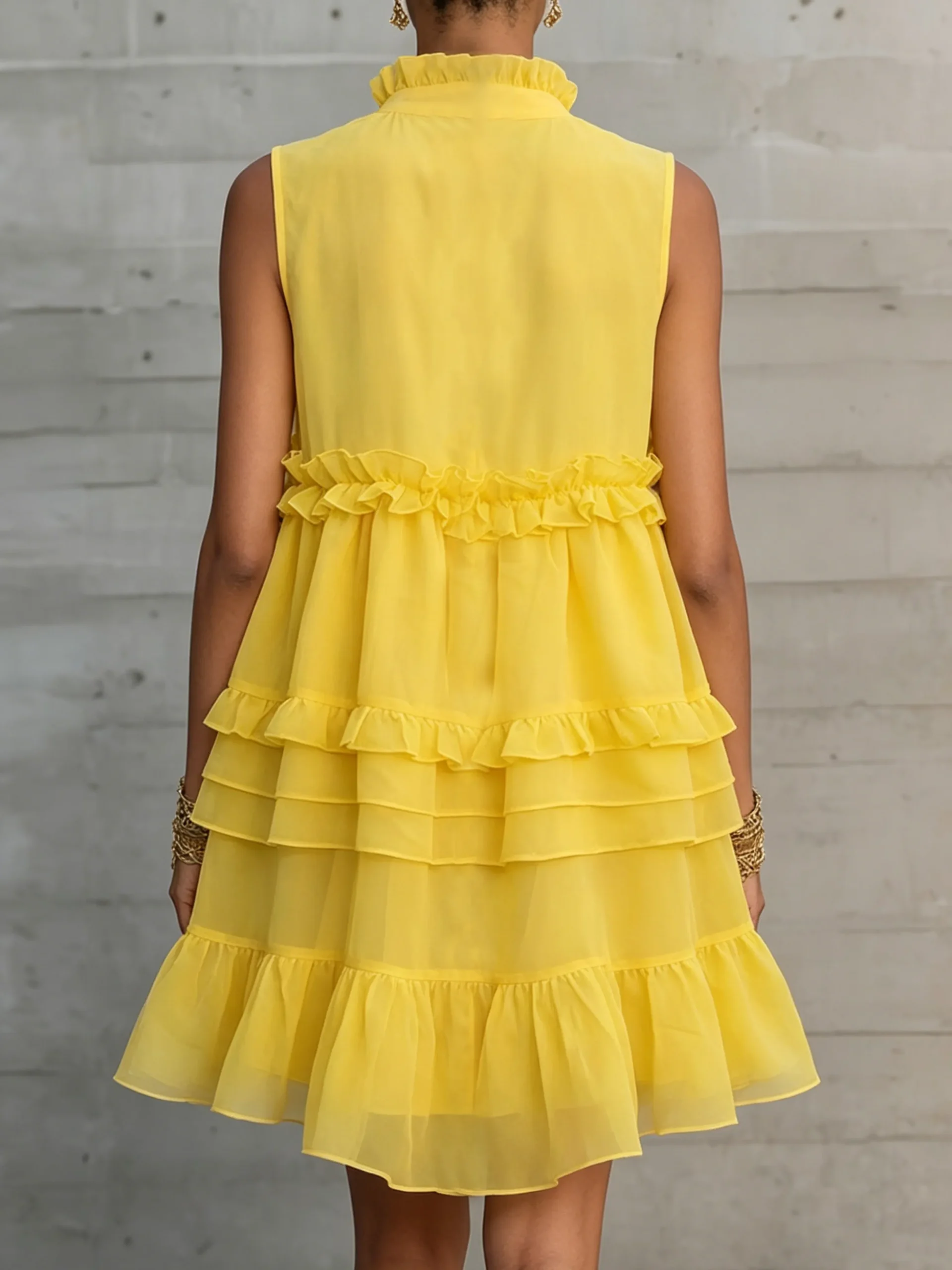 Urban Plain Peplum V Neck Mini Dress
