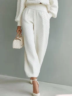Urban Plain Pockets Ankle Banded Sweater Pants