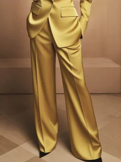Urban Plain Satin Straight Pants