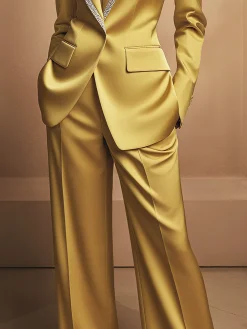 Urban Plain Satin Straight Pants