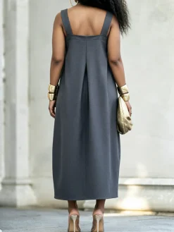 Urban Plain Square Neck Maxi Dress