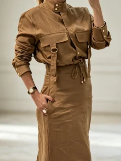 Urban Plain Stand Collar Cotton And Linen Jacket