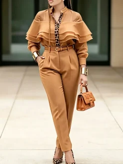 Urban Plain Straight Pants No Belt