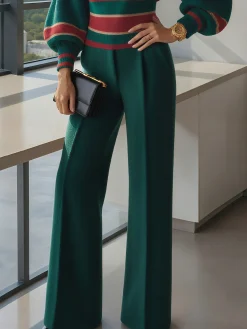 Urban Plain Straight Sweater Pants No Belt