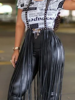 Urban Plain Tassel Slim Fit Pants