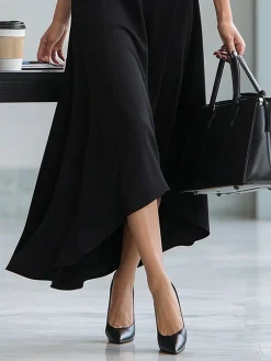 Urban Plain V Neck Maxi Dress