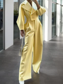 Urban Plain Wide Leg Faux Leather Pants