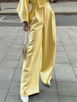 Urban Plain Wide Leg Faux Leather Pants