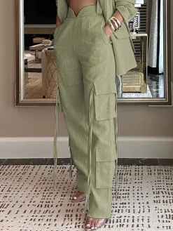 Urban Pocket Stitching Linen Cargo Pants