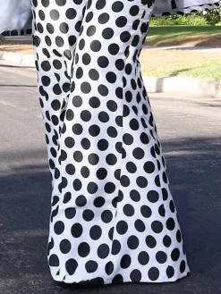 Urban Polka Dots Printing Flare Pants