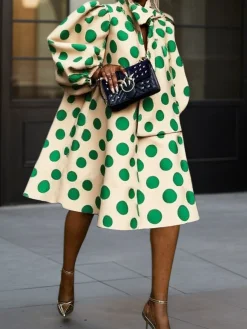 Urban Polka Dots Printing Knee Length Dress