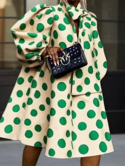 Urban Polka Dots Printing Knee Length Dress