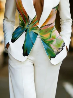 Urban Printing Floral Lapel Collar Blazer