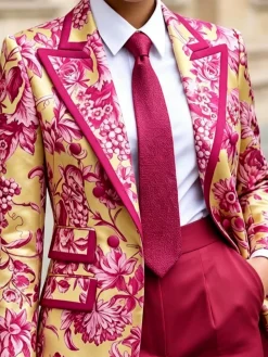 Urban Printing Floral Lapel Collar Blazer