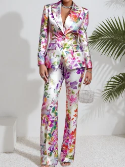Urban Printing Floral Lapel Collar Blazer