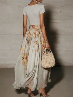 Urban Printing Floral Maxi Skirt
