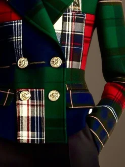 Urban Printing Plaid Lapel Collar Blazer