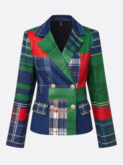 Urban Printing Plaid Lapel Collar Blazer