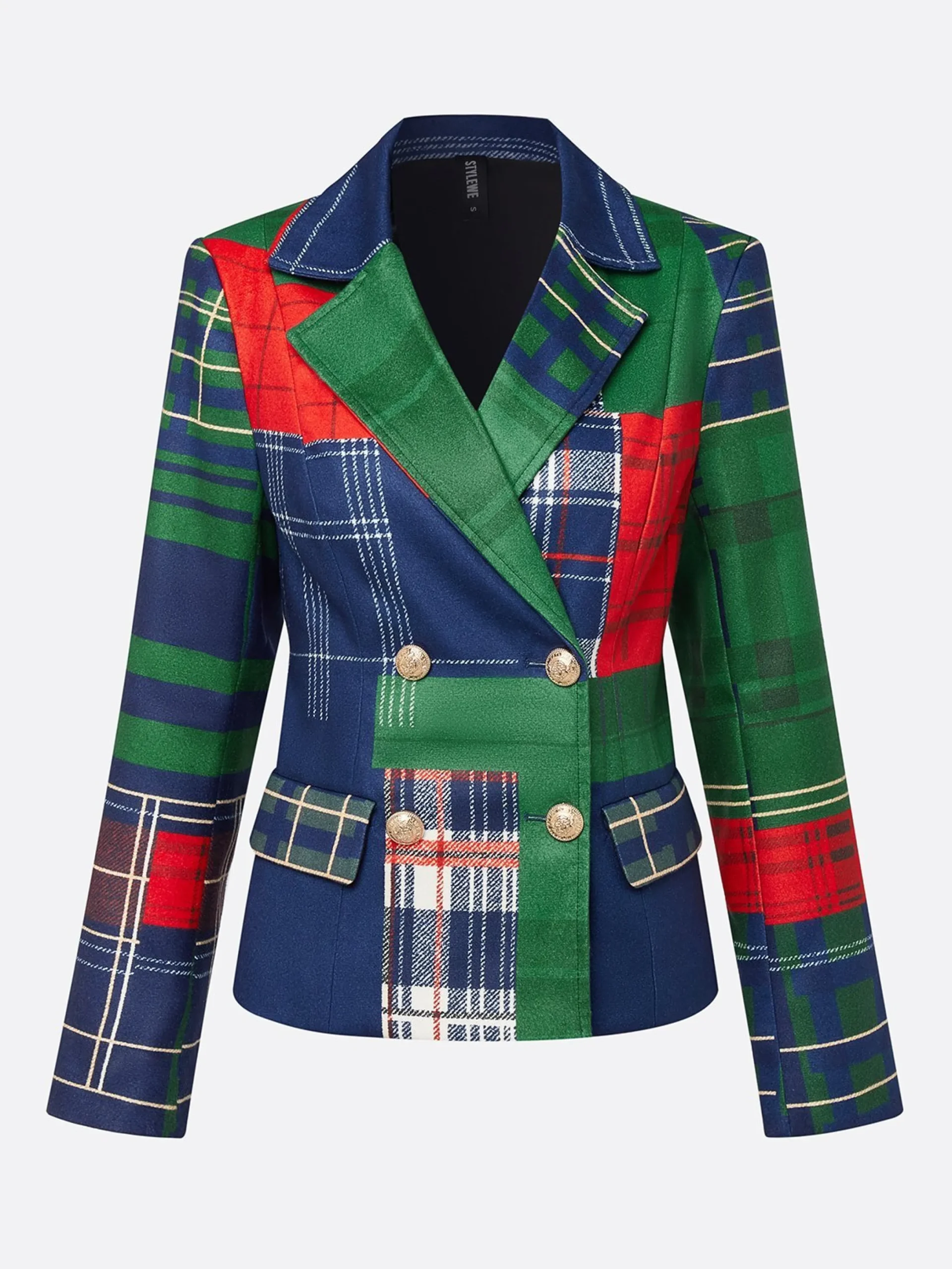 Urban Printing Plaid Lapel Collar Blazer