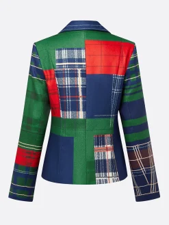 Urban Printing Plaid Lapel Collar Blazer
