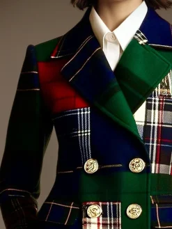 Urban Printing Plaid Lapel Collar Blazer