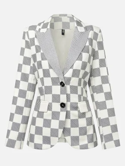 Urban Printing Plaid Lapel Collar Blazer