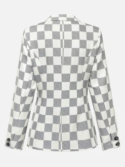 Urban Printing Plaid Lapel Collar Blazer