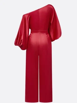 Urban Puff Sleeve Plain Asymmetrical Jumpsuit