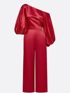 Urban Puff Sleeve Plain Asymmetrical Jumpsuit