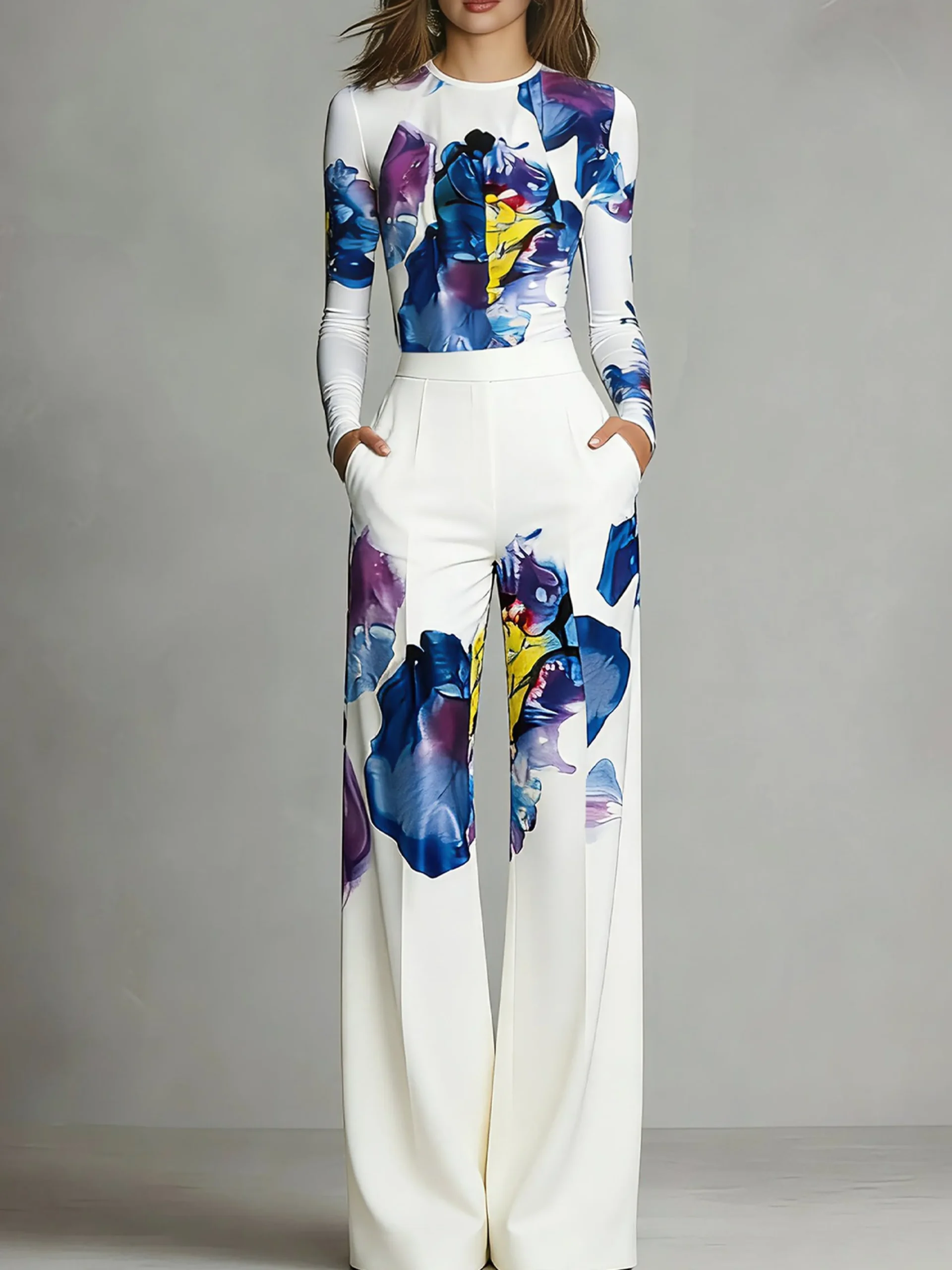 Urban Random Print Printing Crew Neck T-shirt