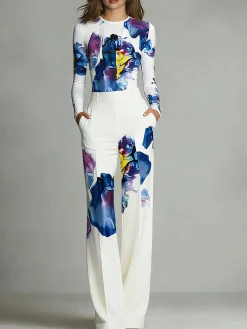 Urban Random Print Printing Wide Leg Pants